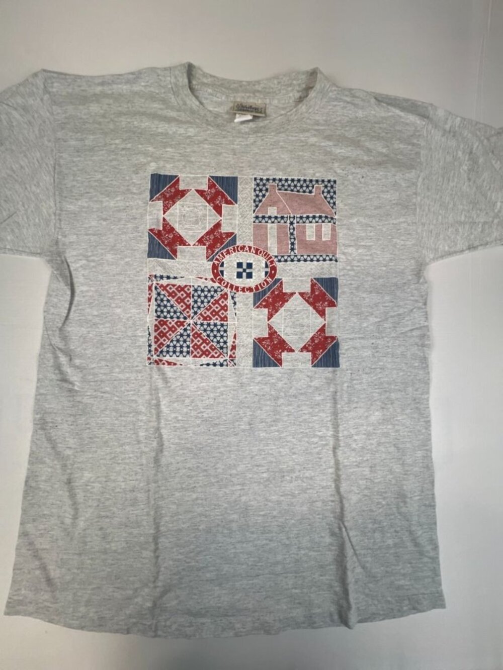 Vintage 90s Ozark Mountain Outfitters American Quilt Collection Gray T-Shirt XL